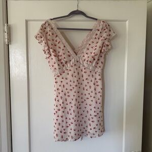 Peppermayo Cream Dress with Red Floral Print